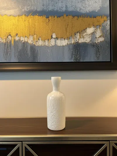 Hivvago 12" Opal Round Glass Table Vase In White