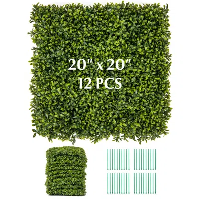 Hivvago 12-pieces 20 Inch X 20 Inch Artificial Hedge Boxwood Panels In Green