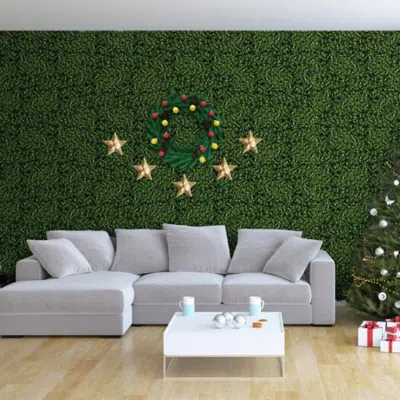 Hivvago 12 Pieces 20 X 20 Inch Artificial Topiary Gardenia Shrub Grass Panels In Green
