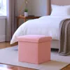 Hivvago 12" Pink Boucle Cube Storage Ottoman In Pink