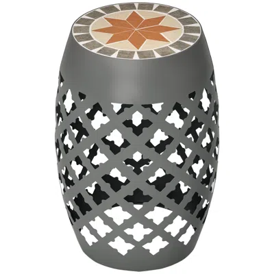 Hivvago 12" Round Outdoor Side Table For Patio Or Garden In Gray