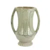 Hivvago 12" Sage And Ivory Amphora Ceramic Table Vase In Brown