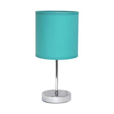 HIVVAGO 12" SILVER METAL TABLE LAMP LED WITH BLUE DRUM SHADE