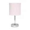 Hivvago Set Of Two 12" Silver Metal Table Lamp With Blush Drum Shade