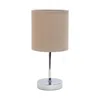 Hivvago 12" Silver Metal Table Lamp Led With Gray Drum Shade In Brown