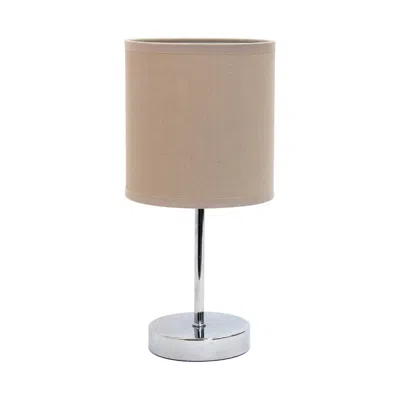 HIVVAGO 12" SILVER METAL TABLE LAMP LED WITH GRAY DRUM SHADE