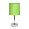 Hivvago 12" Silver Metal Table Lamp Led With Green Drum Shade In Green