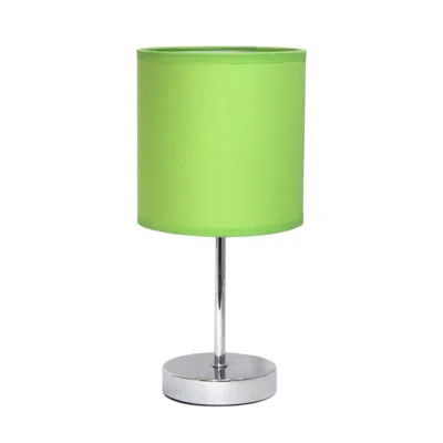 Hivvago 12" Silver Metal Table Lamp Led With Green Drum Shade