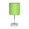 Hivvago 12" Silver Metal Table Lamp Led With Green Drum Shade In Green
