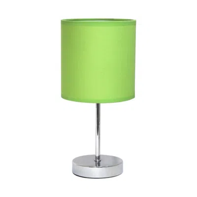 HIVVAGO 12" SILVER METAL TABLE LAMP LED WITH GREEN DRUM SHADE