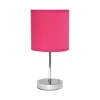 Hivvago 12" Silver Metal Table Lamp Led With Hot Pink Drum Shade In Pink