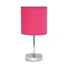 Hivvago 12" Silver Metal Table Lamp Led With Hot Pink Drum Shade