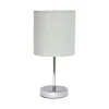 Hivvago 12" Silver Metal Table Lamp Led With Slate Gray Drum Shade