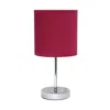 Hivvago Set Of Two 12" Silver Metal Table Lamp With Wine Drum Shade In Multi