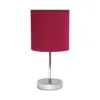 Hivvago Set Of Two 12" Silver Metal Table Lamp With Wine Drum Shade