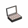 Hivvago 12-slot Solid Wood Watch Box With Glass Lid In Black