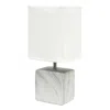 Hivvago 12" White And Black Ceramic Square Table Lamp With White Shade In White