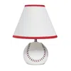 Hivvago 12" White And Red Ceramic Round Table Lamp With White And Red Empire Shade In White