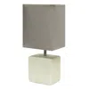 Hivvago 12" White Ceramic Square Table Lamp With Gray Shade In Gray