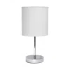 Hivvago 12" Silver Metal Table Lamp Led With Slate Gray Drum Shade In White