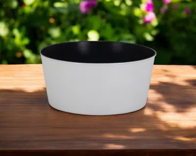 Hivvago 12" White Recycled Plastic Indoor Outdoor Round Pot Planter