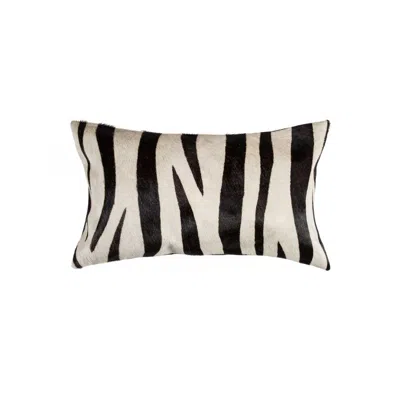 Hivvago 12" X 20" Black And Off White Cowhide Throw Pillow In Multi