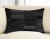 Hivvago 12" X 20" Black Patchwork Cowhide Lumbar Throw Pillow In Black
