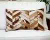Hivvago 12" X 20" Brown And Off White Chevron Cowhide Throw Pillow In Brown