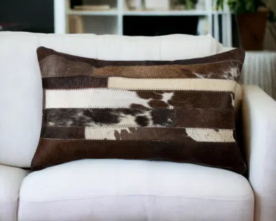 Hivvago 12" X 20" Brown Black And White Cowhide Throw Pillow