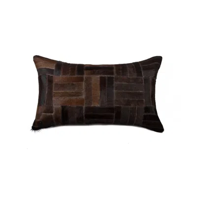Hivvago 12" X 20" Chocolate Cowhide Throw Pillow In Brown