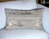 Hivvago 12" X 20" Gray And Silver Striped Cowhide Lumbar Throw Pillow In Gray