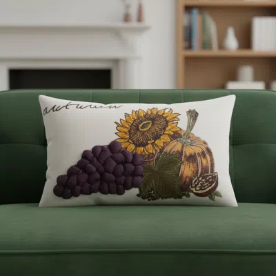 Hivvago 12" X 20" Lumbar Autumn Cotton Throw Pillow With Embroidery In Multi