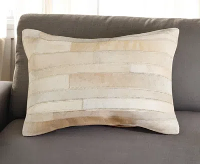 HIVVAGO 12" X 20" NATURAL PATCHWORK COWHIDE LUMBAR THROW PILLOW