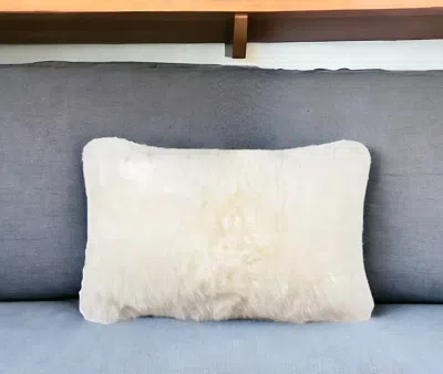 Hivvago 12" X 20" Natural Sheepskin Throw Pillow In White