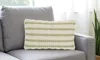 Hivvago 12" X 20" Sage And Ivory Striped Cotton Blend Throw Pillow With Texture In Green
