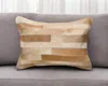 Hivvago 12" X 20" Tan Patchwork Cowhide Lumbar Throw Pillow In Brown