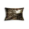 Hivvago Chocolate And Gold Torino Kobe Cowhide Pillow In Black