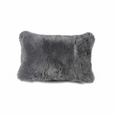 Hivvago 12" X 20" X 5" Gray Sheepskin Pillow