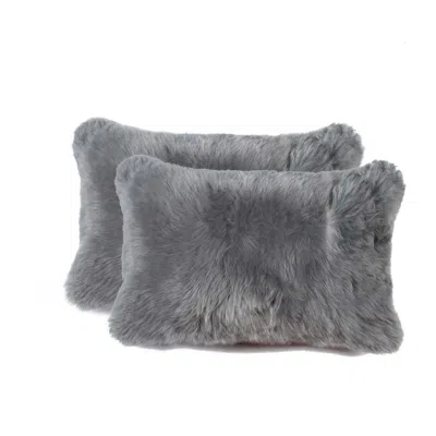 Hivvago 12" X 20" X 5" Gray Sheepskin Pillow 2 Pack