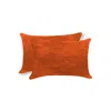 Hivvago 12" X 20" X 5" Orange Cowhide Pillow 2 Pack In Orange