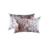 Hivvago 12" X 20" X 5" Salt And Pepper White And Brown Cowhide Pillow 2 Pack In Brown