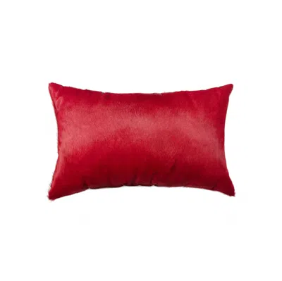 Hivvago 12" X 20" X 5" Wine Cowhide Pillow In Red