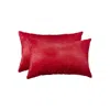 Hivvago 12" X 20" X 5" Wine Cowhide Pillow 2 Pack In Red