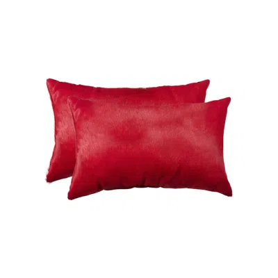 Hivvago 12" X 20" X 5" Wine Cowhide Pillow 2 Pack In Red