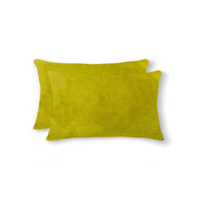 Hivvago 12" X 20" X 5" Yellow Cowhide Pillow 2 Pack In Multi