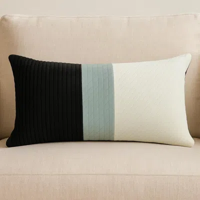 Hivvago 12" X 24" Black And White Striped Velvet Throw Pillow