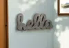Hivvago 12" X 28" Gray Handcrafted Abstract Hello Metal Wall Decor In Gray