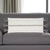 Hivvago 12" X 30" Gray And White Striped Cotton Lumbar Throw Pillow With Tassels In Gray