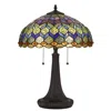 Hivvago 120 Watt Tiffany Table Lamp With Engraved Base, Multicolor In Multi