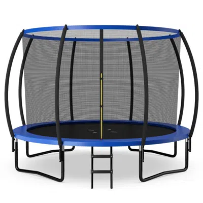 Hivvago 12ft Astm Approved Recreational Trampoline With Ladder-orange In Blue